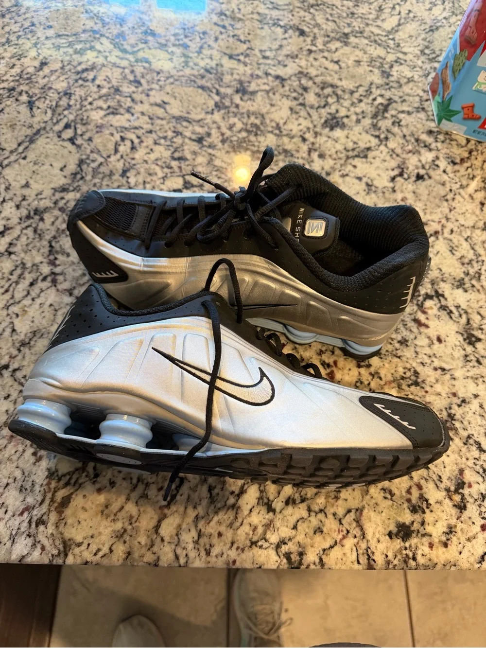 Nike Men’s Silver and Black Nike Shox Running Shoes